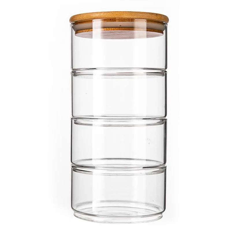 Japanese Salad Glass Bowl with Lid Fruit Storage Jar Stackable Tupperware Food Storage Organizer Kitchen Refrigerator Containers